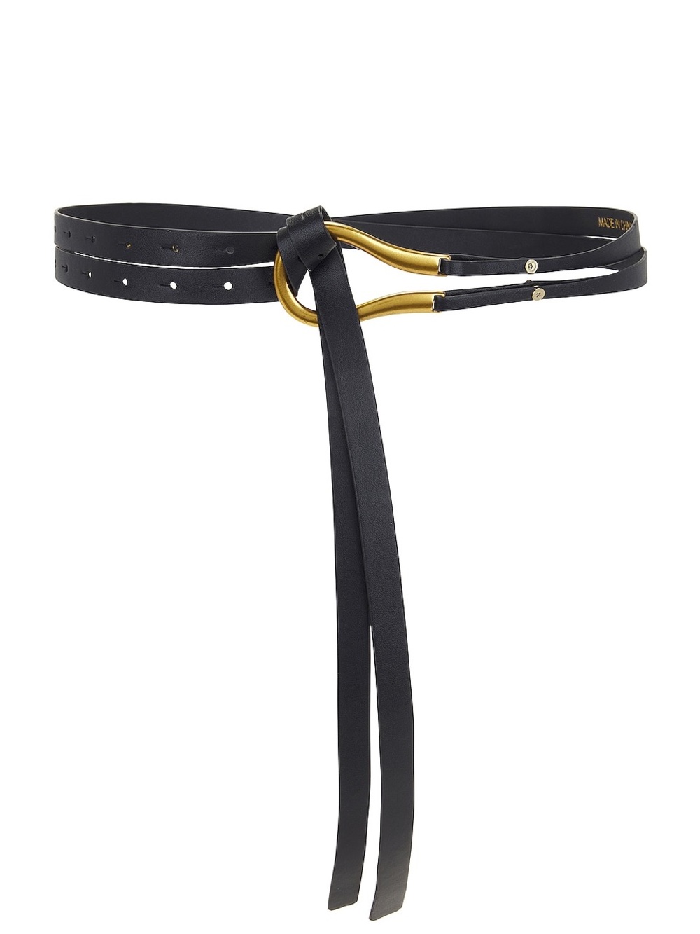 Petit Moments Black Double Wrap O-Ring Belt Gold Hardware Size OS